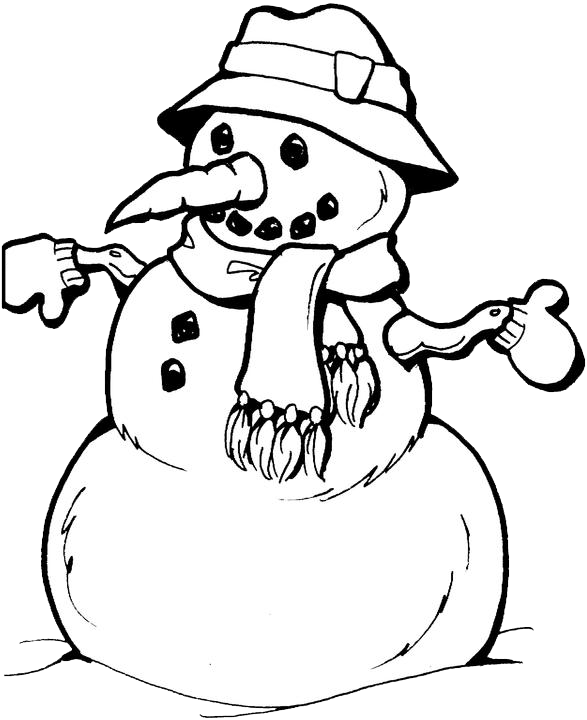 Snowman with mittens coloring page purple kitty