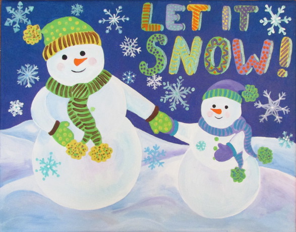 Snowman acrylic painting tutorial