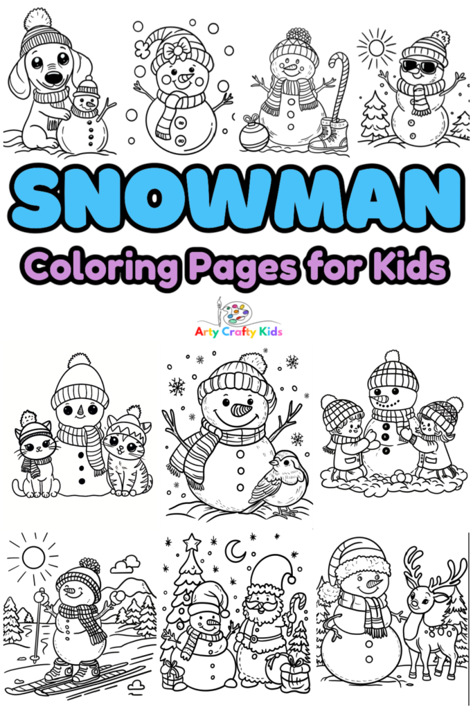 Printable snowman coloring pages for winter fun