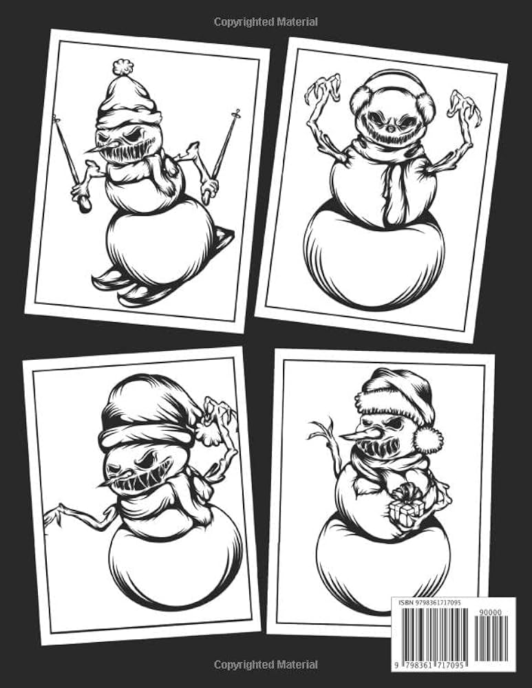 Creepy snowman coloring book coloring pages inside relax and unwind with this collection of painting pages for adults featuring cool designs garcia ken books