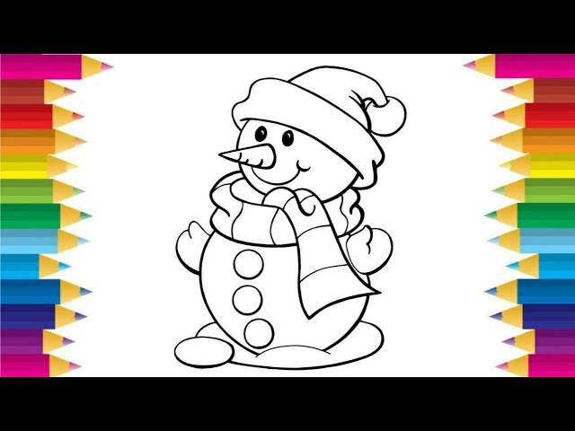 Snowman colouring pages for kids how to colour snowman for children drawing for kids and toddler