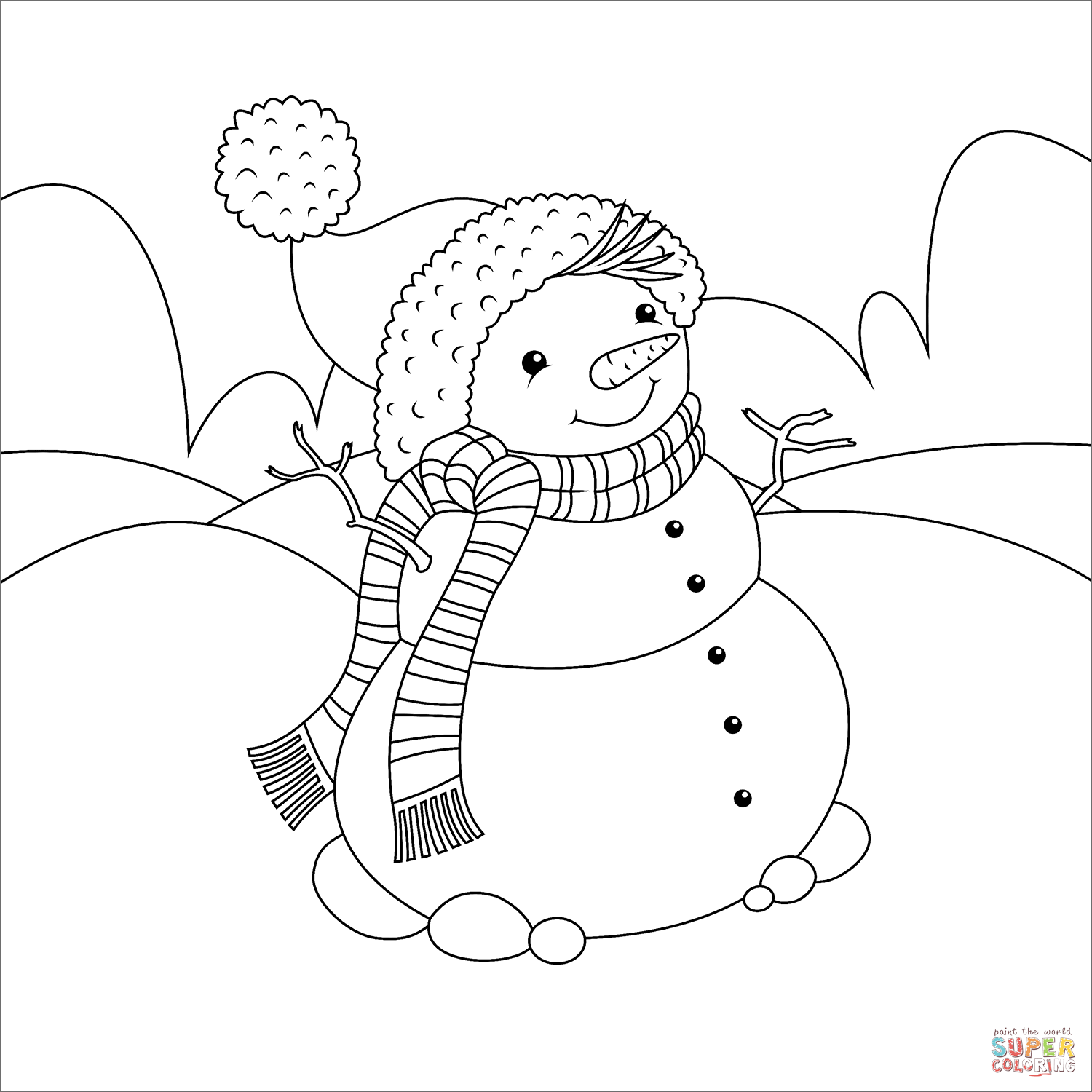 Christmas snowman coloring page free printable coloring pages