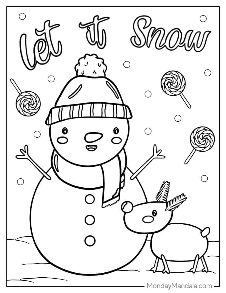 Snowman coloring pages free pdf printables