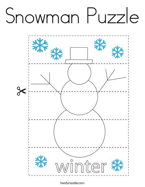 Snowman puzzle coloring page