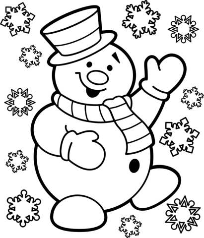 Christmas snowman coloring page free printable coloring pages