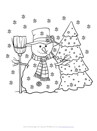 Snowman coloring page all kids network