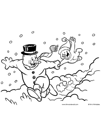 Snowman coloring page â tims printables