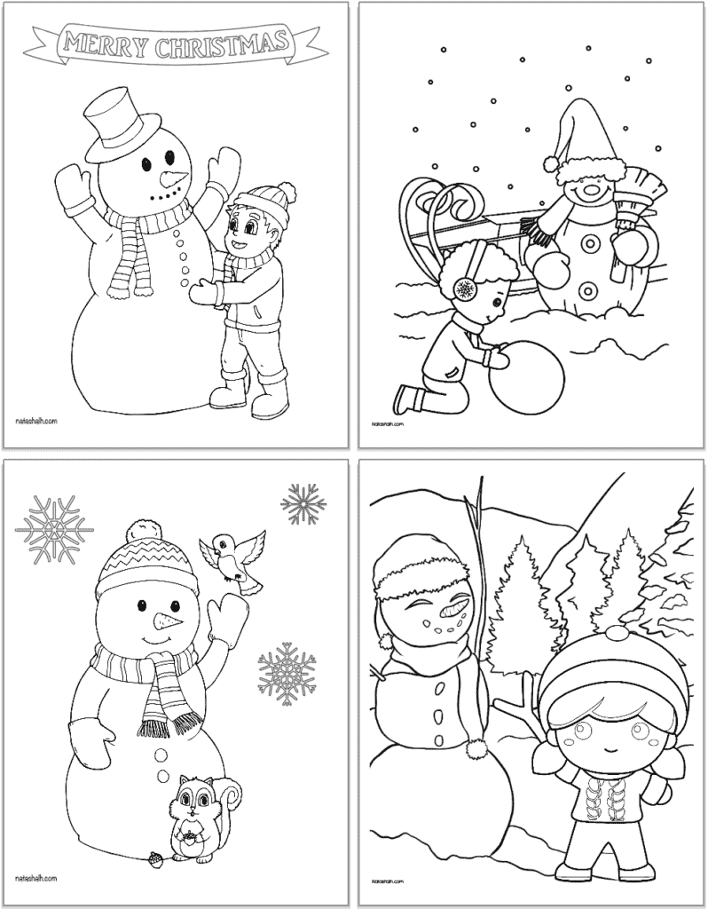 Free printable snowman coloring pages