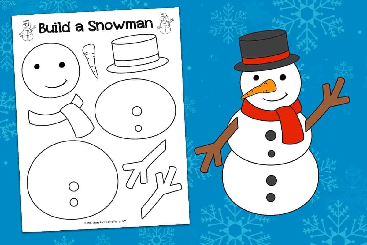 Build a snowman free printable activity mrs merry