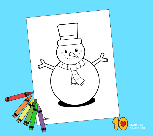 Snowman coloring page â minutes of quality time