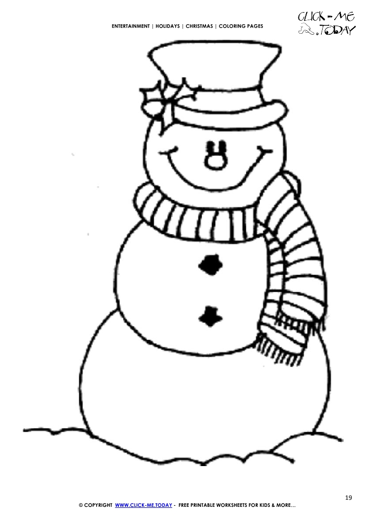 Free snowman scarf coloring page