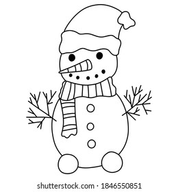 Funny snowman hat scarf winter coloring stock vector royalty free