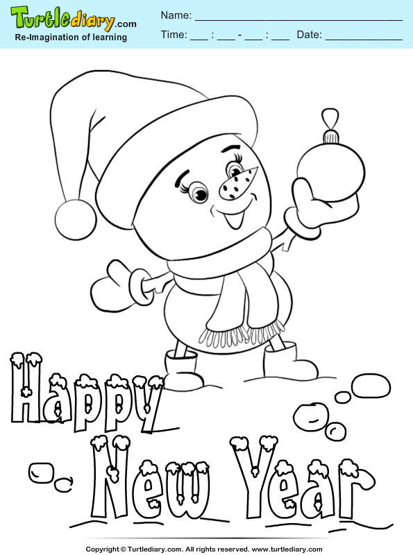 Snowman with scarf coloring sheet turtle diary