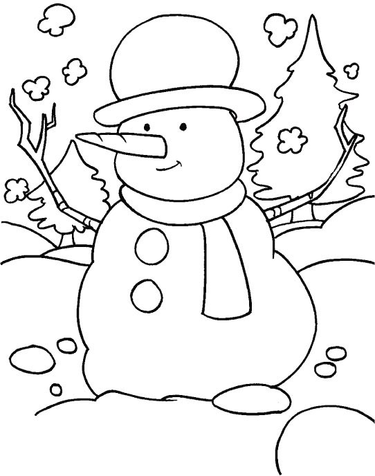 A funny snowman in the snowy field with scarf and a hat coloring page download free a funny snowman in the snowy field with scarf and a hat coloring page for