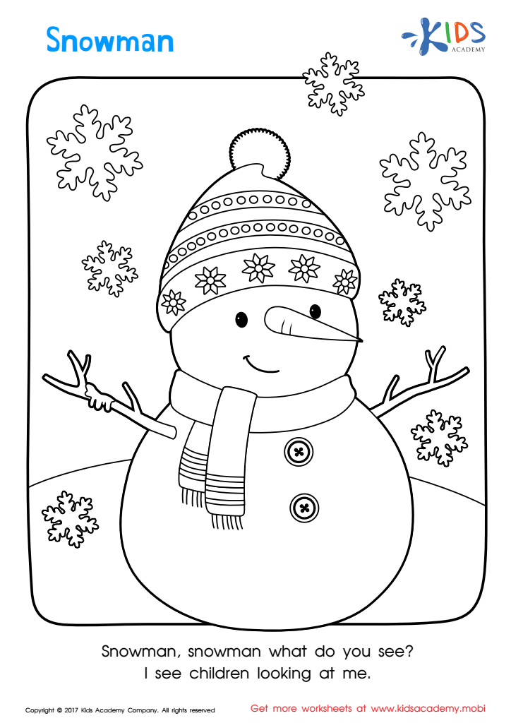 Christmas snowman printable printable coloring page for kids
