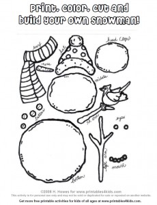 Color cut and build your own snowman â printables for kids â free word search puzzles coloring pages and other activities