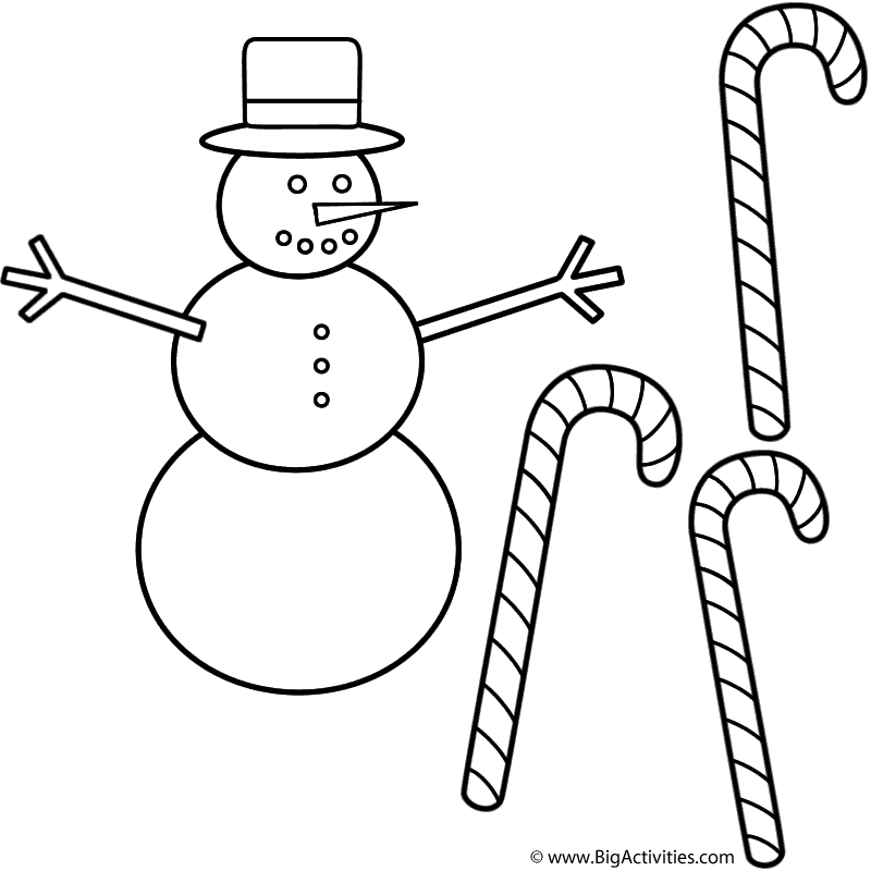 Snowman with candy canes