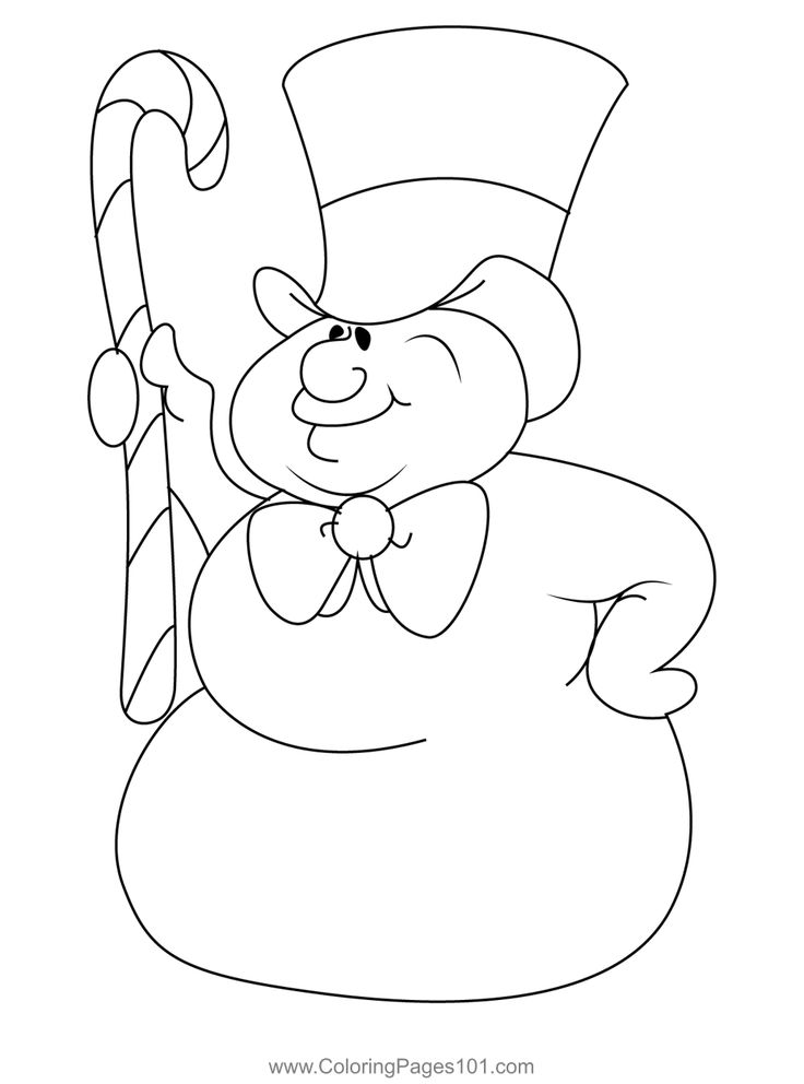 Snowman with candy cane coloring page in candy cane coloring page candy cane coloring pages