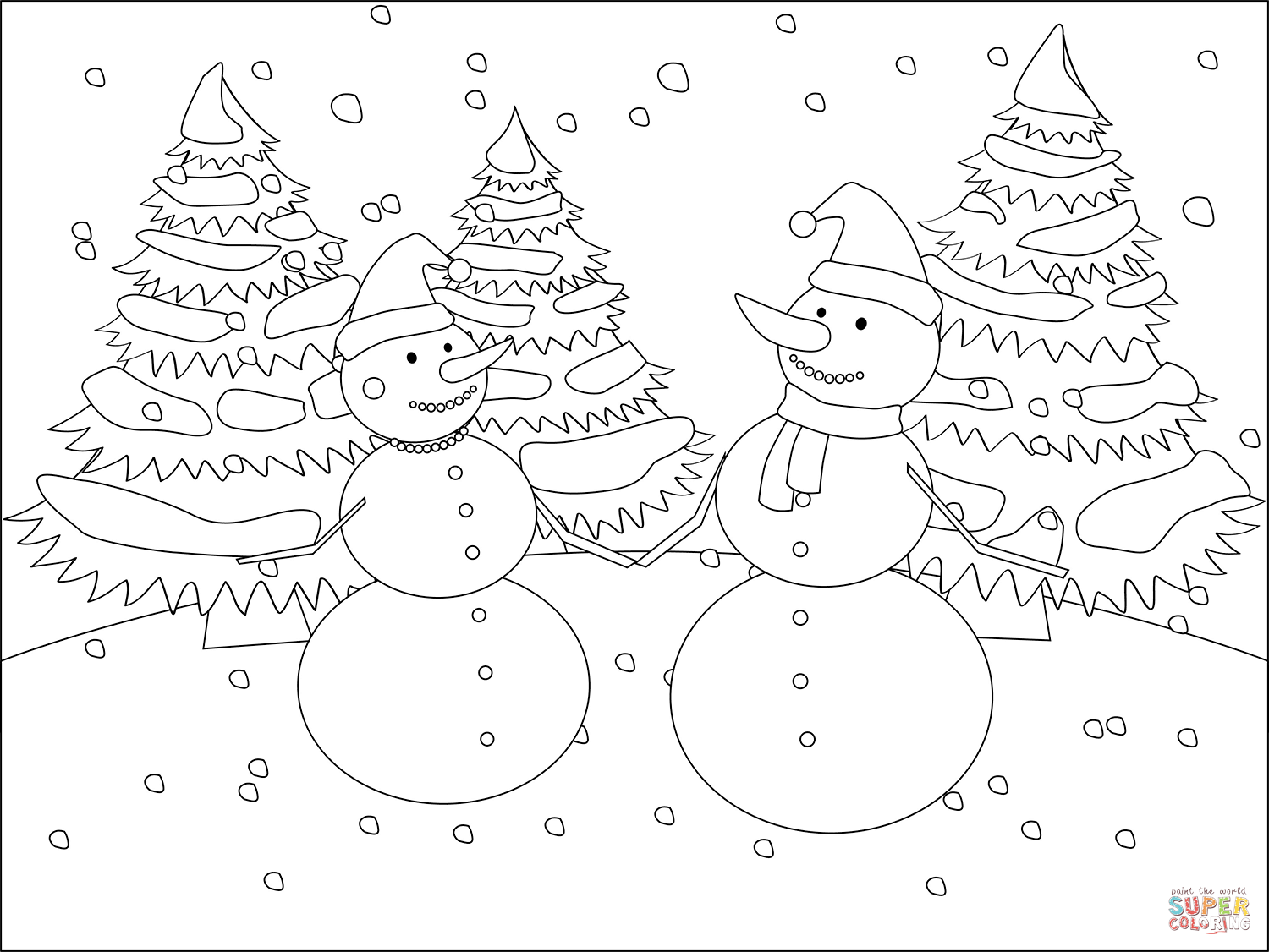 Christmas snowman coloring page free printable coloring pages