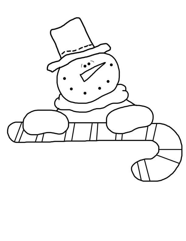 Christmas snowman template with candy cane