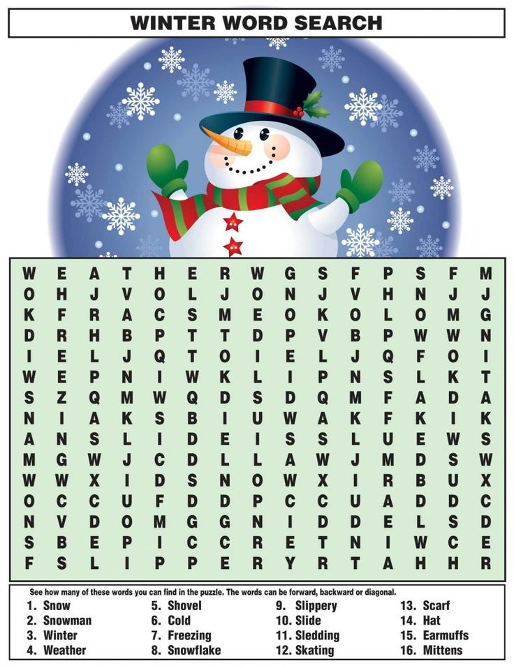 Winter word search