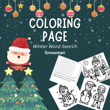 Winter wonders snowman coloring page word search by teach toolkit pro