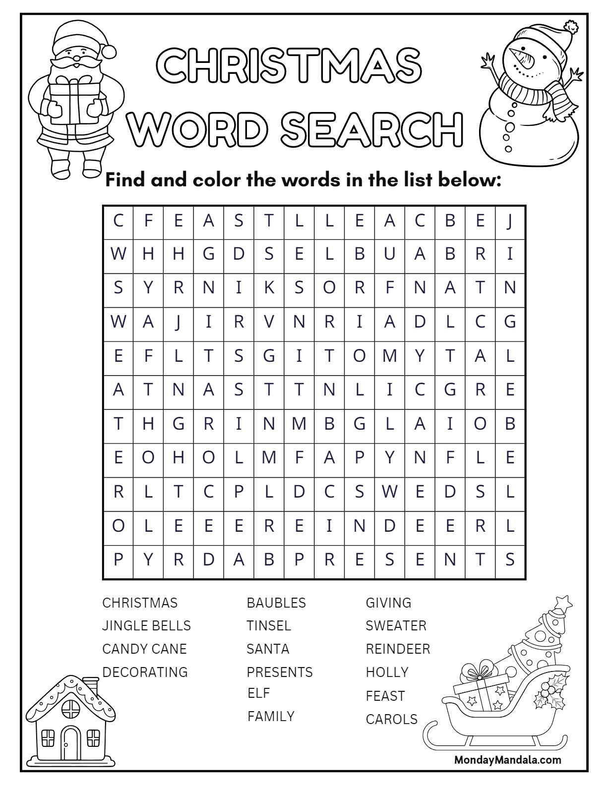 Christmas word searches free pdf printables