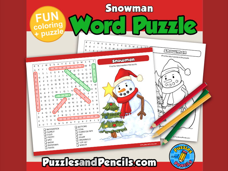 Snowman word search puzzle activity page christmas wordsearch teaching resources