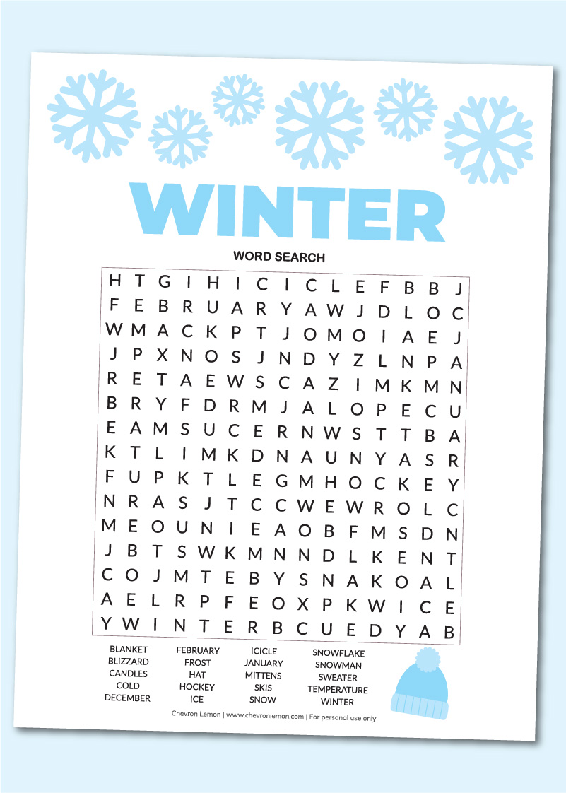 Printable winter word search