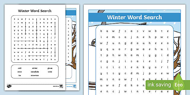 Winter word search activity teacher made