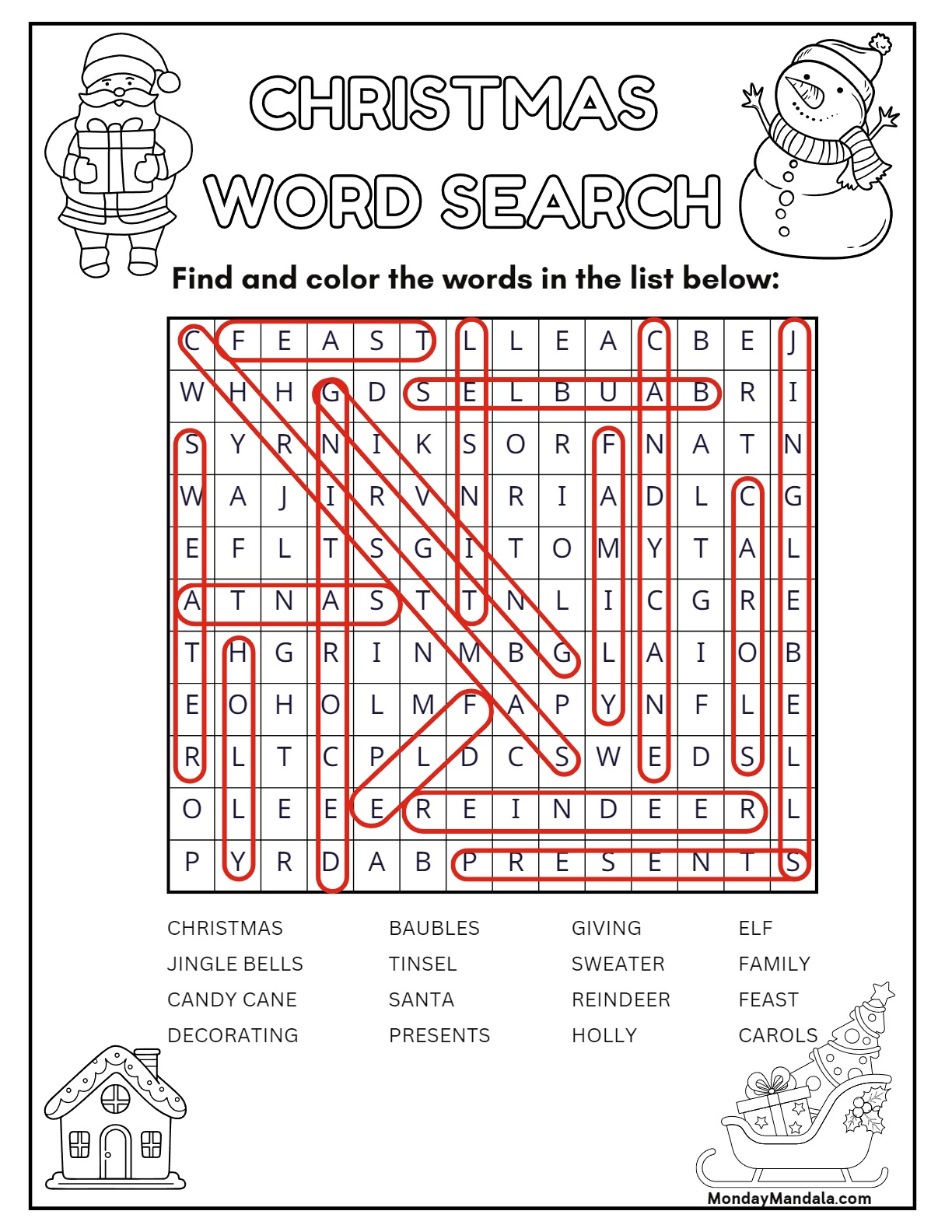 Christmas word searches free pdf printables