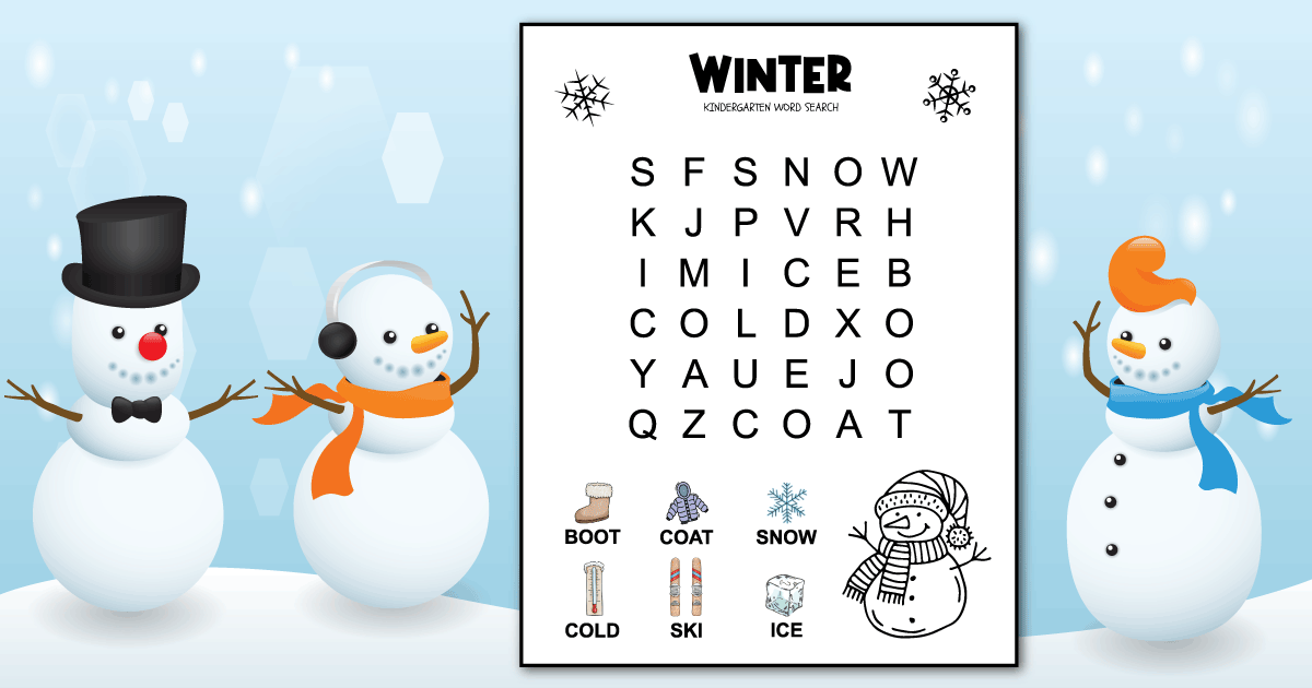 Kindergarten winter word search