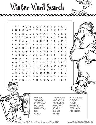 Printable winter word search for kids â tims printables