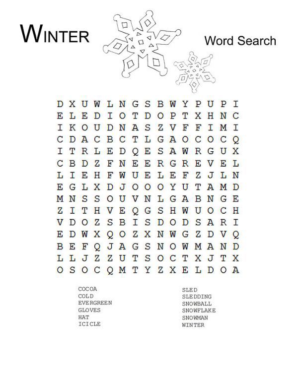 Winter word search