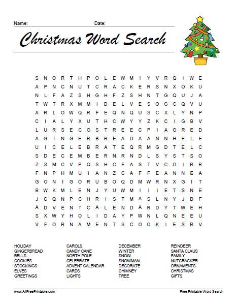 Christmas word search puzzle â free printable