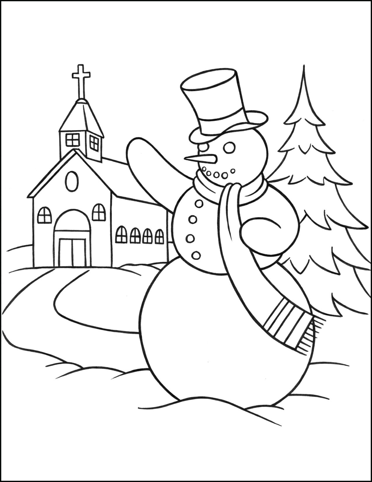 Christmas coloring page snowman