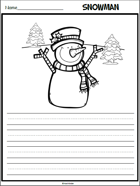 Snowman writing page with a picture prompt made by teachers snowman writing picture prompts kindergarten writing