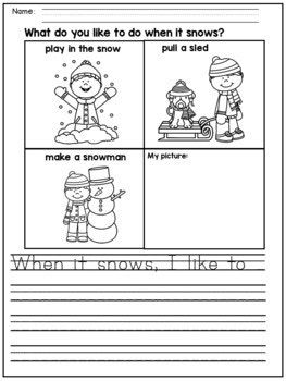 Winter writing picture prompts for k