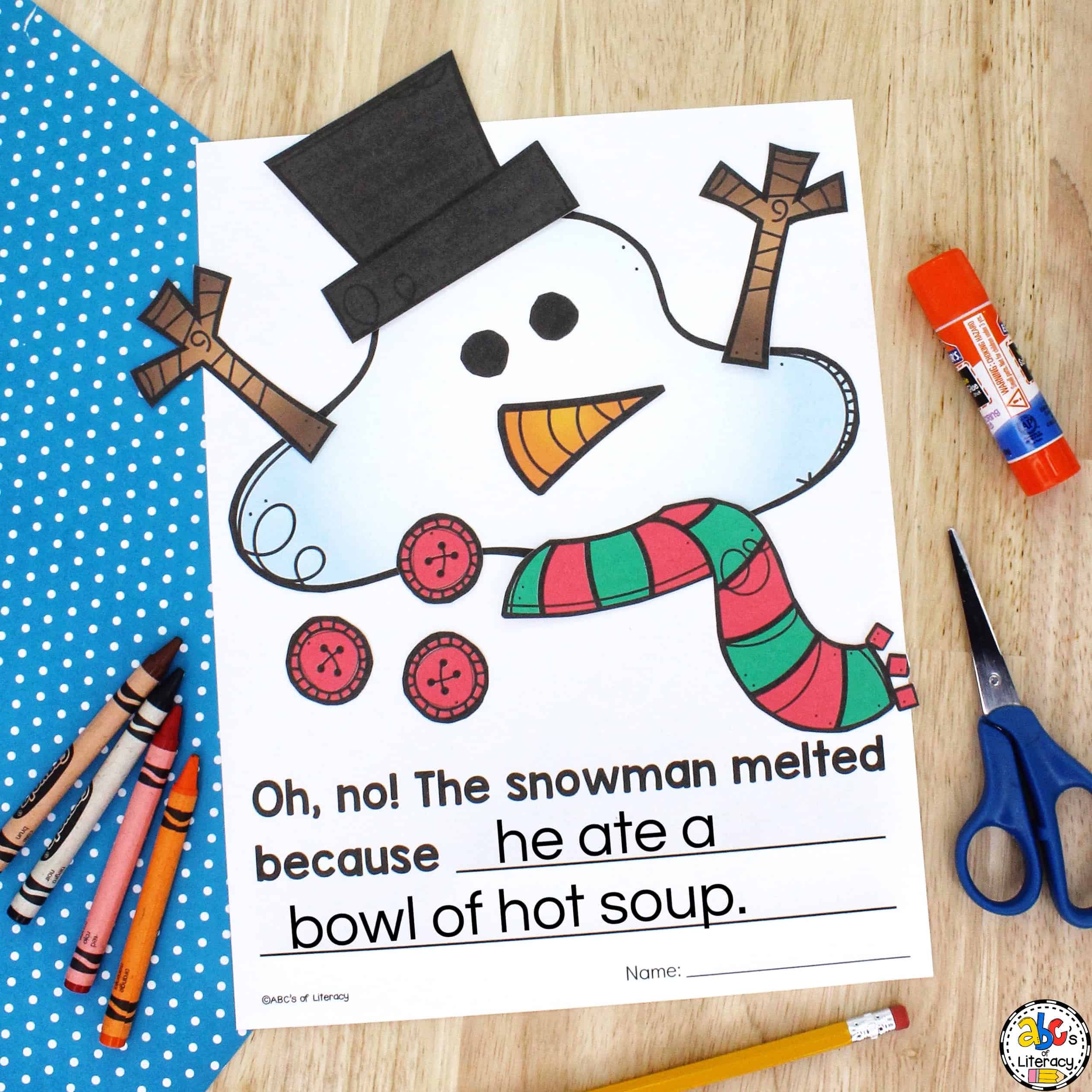 Melted snowman craft writing activity