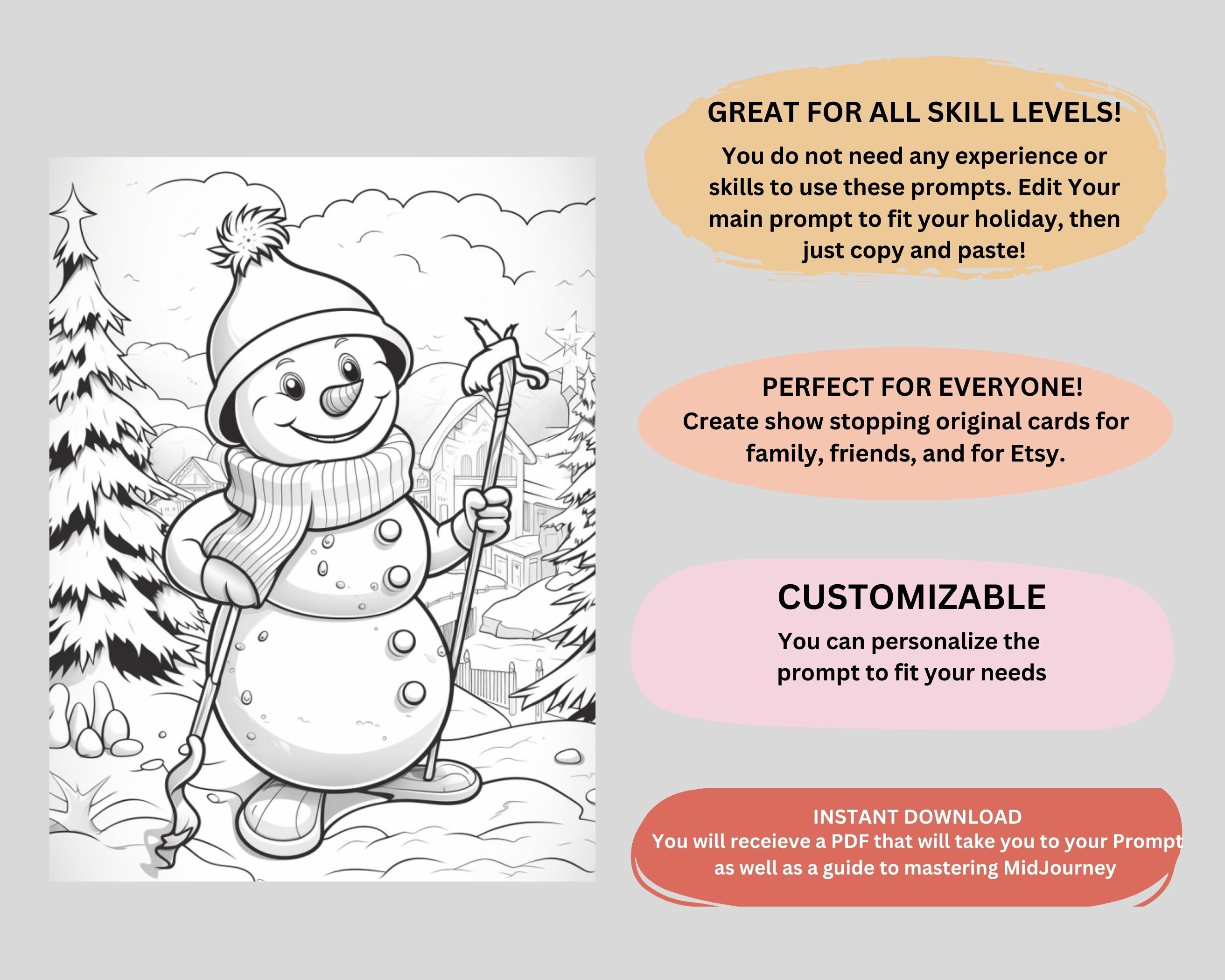 Christmas midjourney prompts ai for kids coloring pages book ai art prompts pod designs instant access digital art