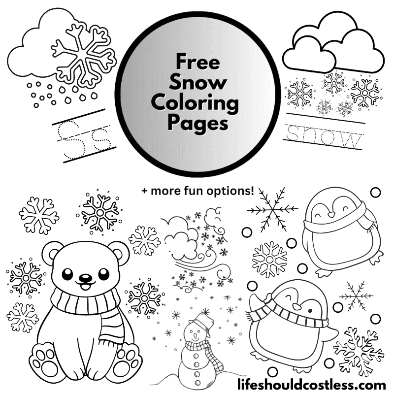 Snow coloring pages free printable pdf templates