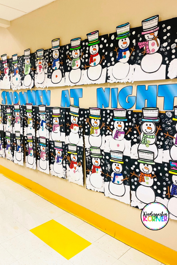 Snowmen at night writing craft and bulletin board