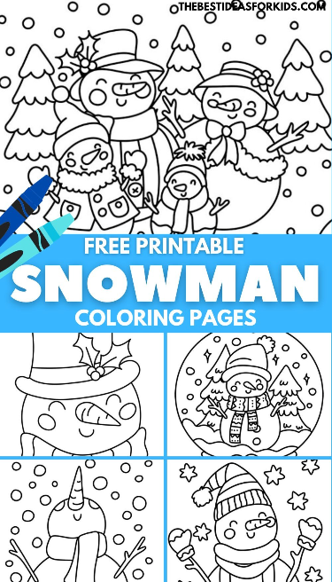 Snowman coloring pages free printables