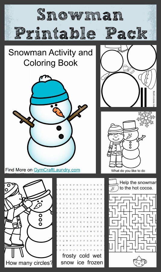 Free printable pack snowman activity and coloring book