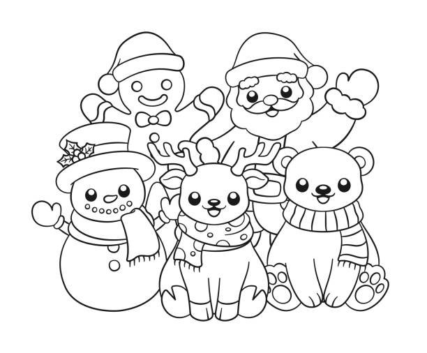 Snowman coloring pages stock illustrations royalty