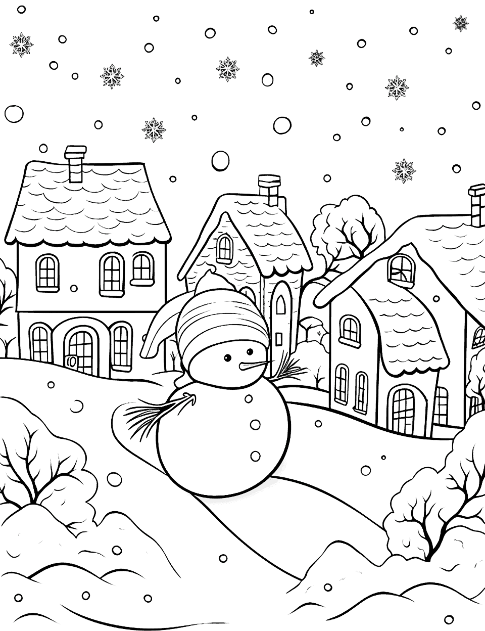 Winter coloring pages free printable sheets