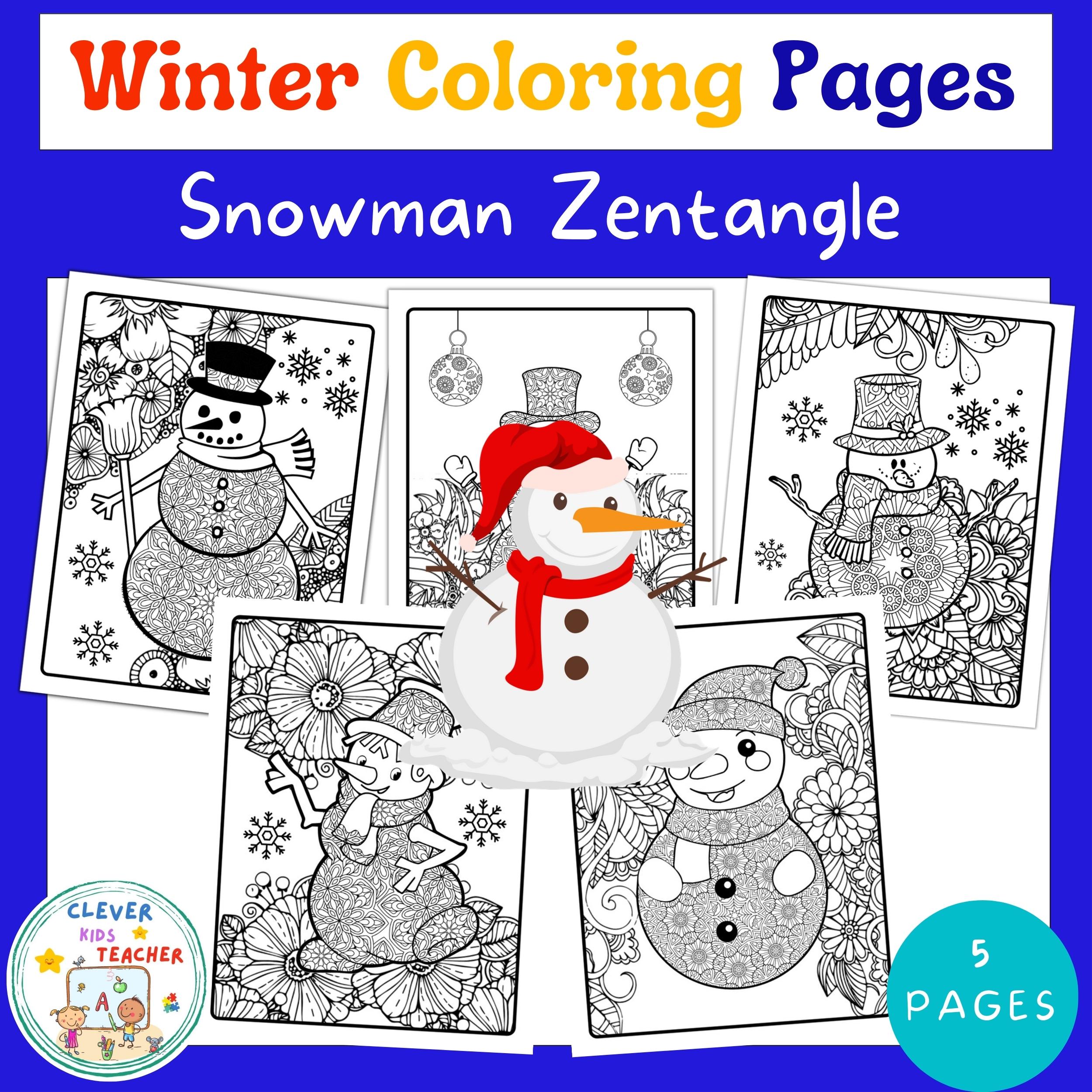 Winter snowman zentangle coloring pages december no prep winter activities made by teachers