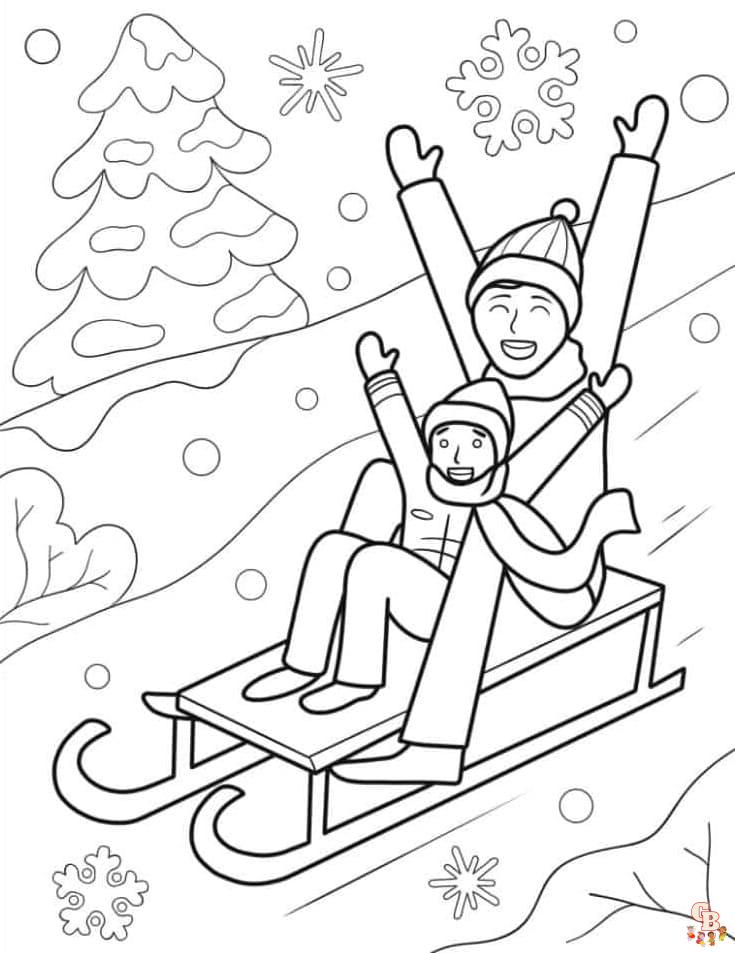 Printable sled coloring pages free for kids and adults