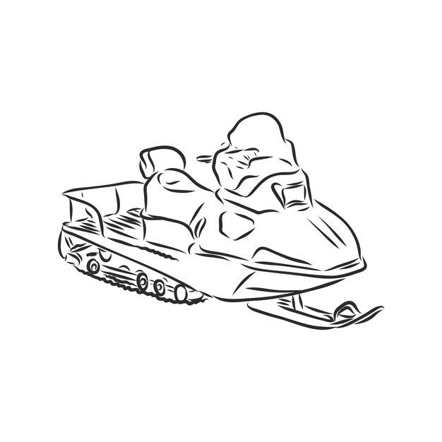 Premium vector isolated illustration of a rider on a snow scooter snowmobile vector sketch on white background