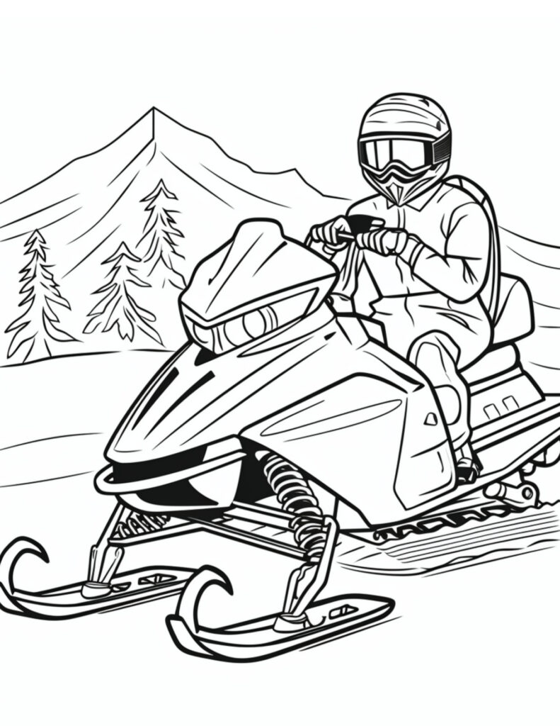 Snowmobile coloring pages